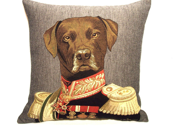 CHOCOLATE  LABRADOR PILLOW TAPESTRY