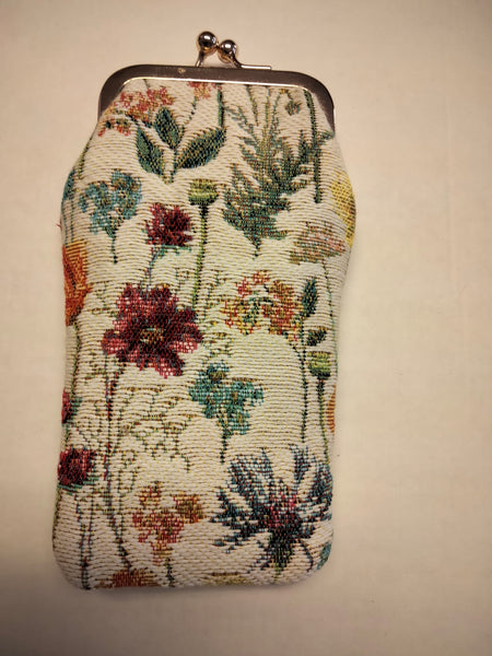 GLASSES  CASE WILDFLOWERS WHITE BACKGROUND