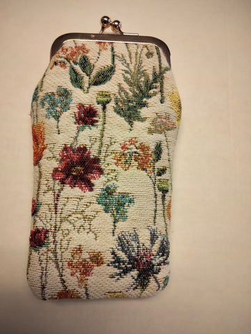 GLASSES  CASE WILDFLOWERS WHITE BACKGROUND