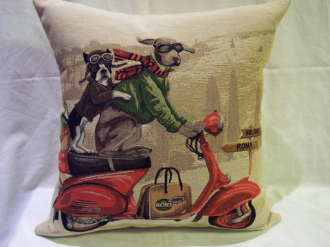 SCOOTER RED DOG PILLOW TAPEST