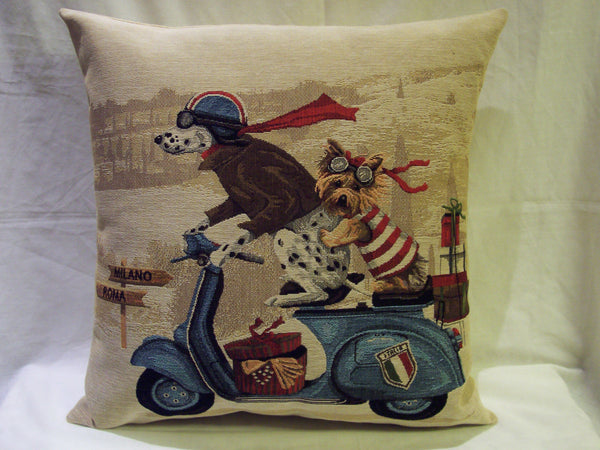 SCOOTER BLUE DOG PILLOW TAPESTRY