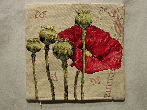 POPPY LIGHT BACKGROUND PILLOW TAPESTRY