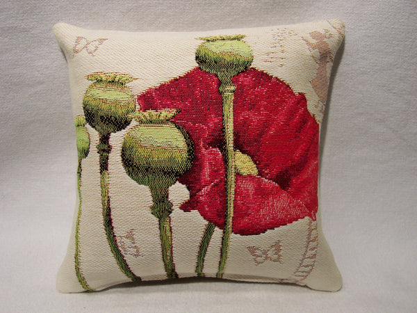 POPPY LIGHT BACKGROUND PILLOW TAPESTRY